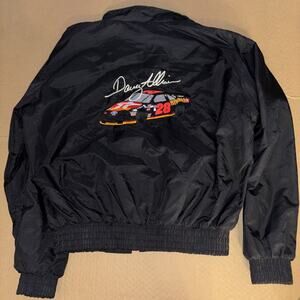 Vintage 90s Davey Allison Racing Jacket NASCAR Black XL 25x26